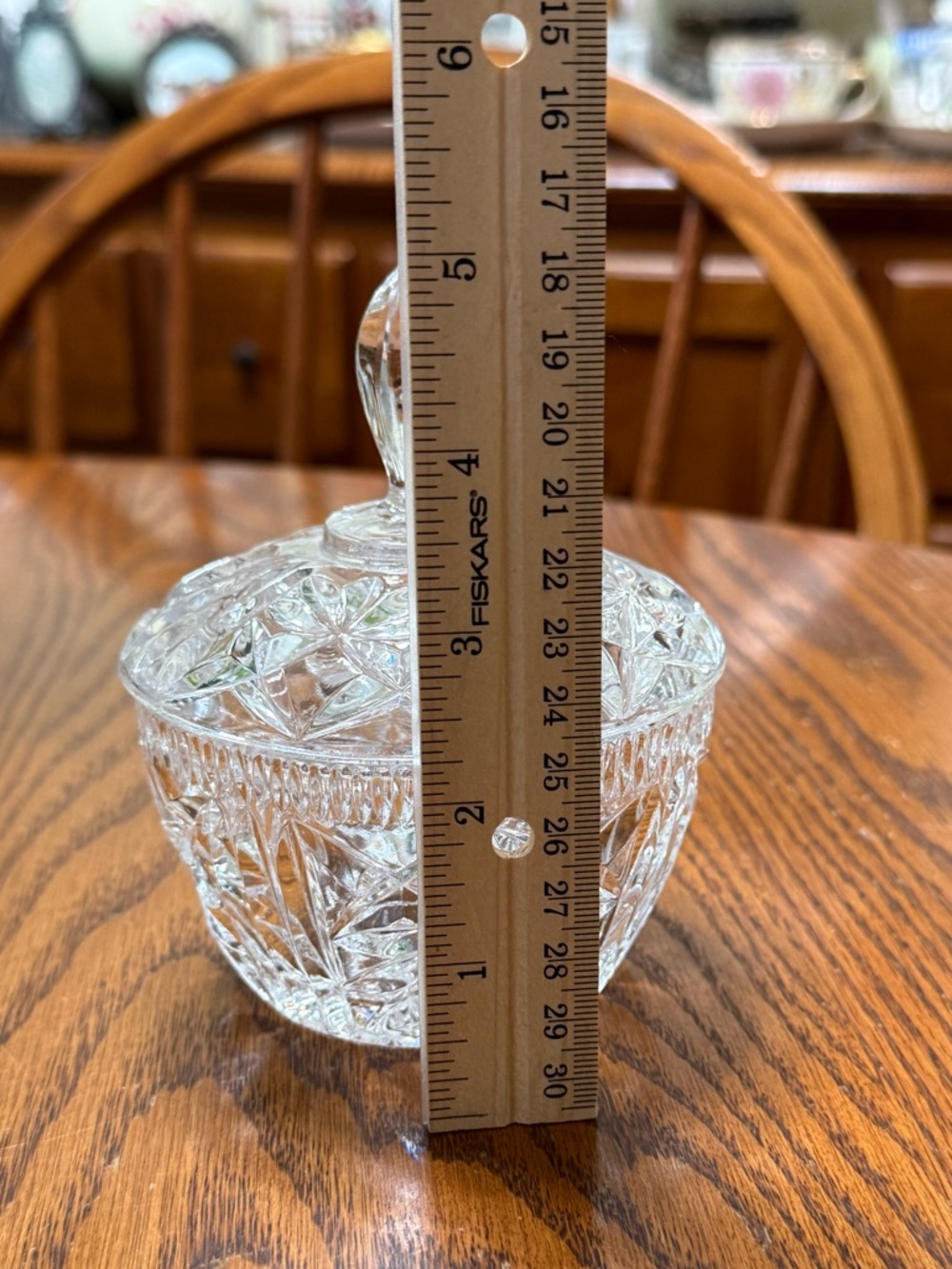 Vintage Clear Glass Sugar Bowl With Lid - Picture 6 of 9